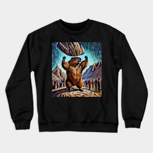 watercolor muscular groundhog Crewneck Sweatshirt